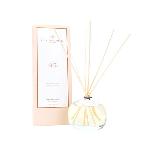 Bouquet Parfumé Monoï des Îles - 100ml - Diffuseur de Parfum d'Intérieur avec Tiges de Rotin - Parfum Noix de Coco & Fleurs Blanches - Fabriqué en...