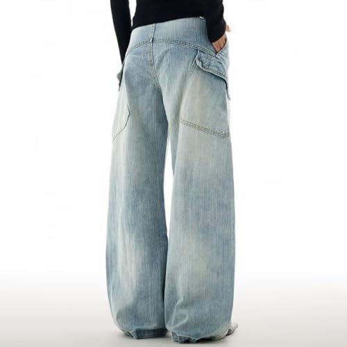 Baggy Cargo Jeans for Women Men Wide Leg Barrel Denim Pants Plus Size Casual Vintage Clothes with Pockets2