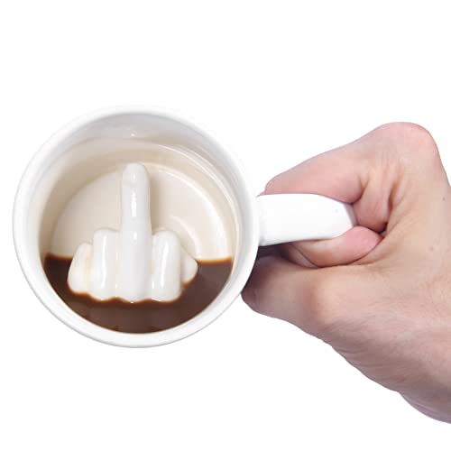 Original Up Yours Mug - Middle Finger, Coffee Mug, 300ml Ceramic Novelty Cup, Ultimate Office Prank, Unique Funny Gifts for Men and Women, Dishwasher Safe, by ThumbsUp!