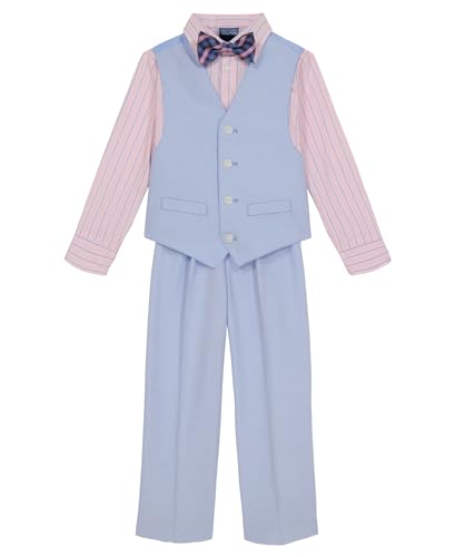 Image of Nautica Boys' 4-piece Formal Suit Set with Vest, Pants, Collared Dress Shirt, and Tie