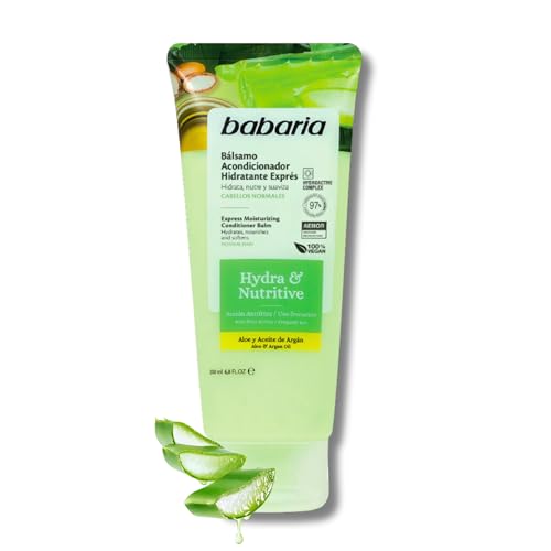 Babaria - Acondicionador Pelo Aloe y Aceite de Argan | Anti Frizz Pelo | Acondicionador Pelo Rizado y Liso | Crema Suavizante Pelo | Desenredante Pelo Mujer