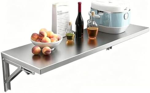 24"-40" Folding Wall Mount Table | Stainless Steel Floating Shelf | Drop Down Shelving for Food Trucks, Trailers, & Prep Stations | Compact & Durable (60x40cm) image 5