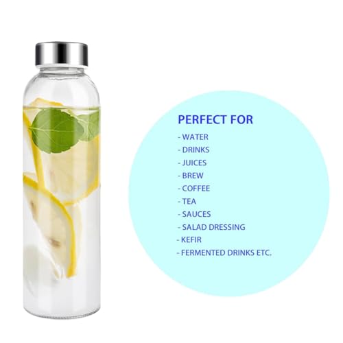 Botellas de jugo de vidrio de 18 oz con tapas herméticas reutilizables para nevera 6