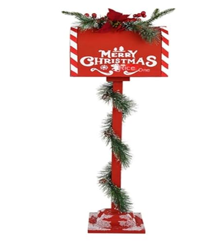 Wall-Mount Mailboxes Vintage Post Box Christmas Mailbox Leaving Message Garden Decoration Standing Mailbox Farmhouse Design Drop Locking(29x17x90CM)
