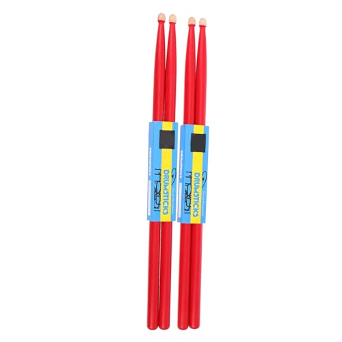 Totority 2 pares baquetas de percusión de madera de arce rojas, ligeras, para principiantes, con peso equilibrado y agarre antideslizante para cajas y percusión miniatura 1