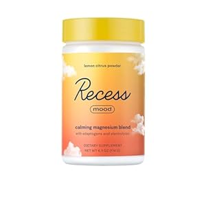Recess Mood Powder, Calming Magnesium L-Threonate Blend with Passion Flower, L-Theanine, Electrolytes, Magnesium Calm Support Powder Supplement – Lemon Citrus 28 Serving Tub