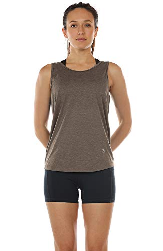 Icyzone Workout Tank Tops For Women - Open Back Strappy Athletic Tanks, Yoga Tops, Gym Shirts(Pack Of 2) (M, Mushroom/Lavender) #TOP1