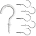 Vinyl Coated Ceiling Hook, Pack of 5, White, for Cups, Mobiles, Wind Chimes, Lanterns and More, Indoor and Outdoor Use, Christmas Light Hooks
