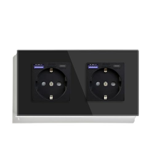 Prise murale avec USB-C et double alimentation noire pour harmoniser votre bureau à la maison