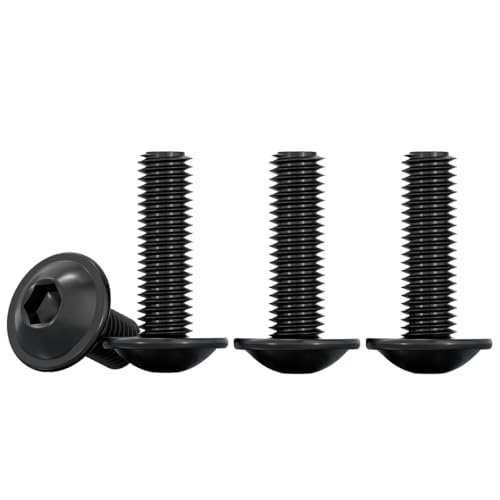 Drenky Tornillo de Cabeza Alomada con Brida M5x20mm, 20 Piezas Negro Tornillos para Máquina Acero Inoxidable A2 V2A Tornillos Hexagonal pour Les Connexions Mécaniques, Totalmente Rosca Métrica
