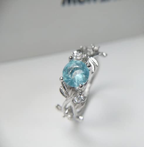 HUKQBUNX 925 Sterling Silver Fashion Zircon Hand Jewelry Princess Engagement Ring Sapphire Natural Aquamarine CZ Square Crystal Zircon Women's Precious Ring Size 6-10 (Size 10)3