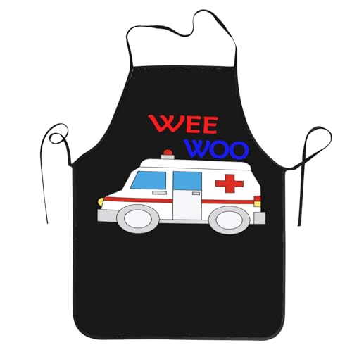 Wee Woo Ambulance Amr Funny Ems Emt Paramedic Unisex Kitchen Bib Apron Barbershop Coffee Shop With Adjustable Neck Chef'S Apron