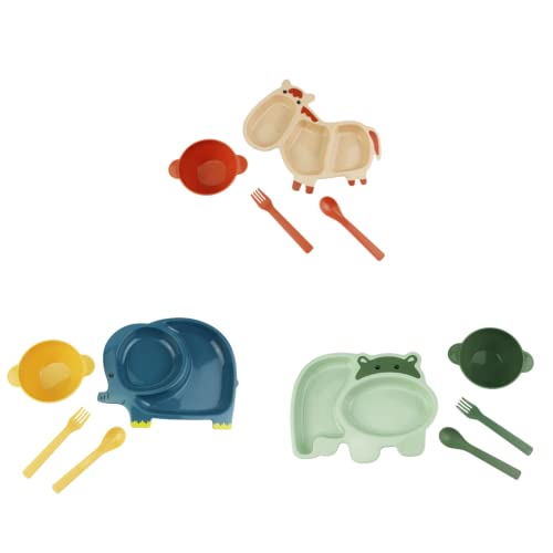 Conjunto Papinha Infantil Animais Prato Tigela Talheres 4 Peças (Elefante)