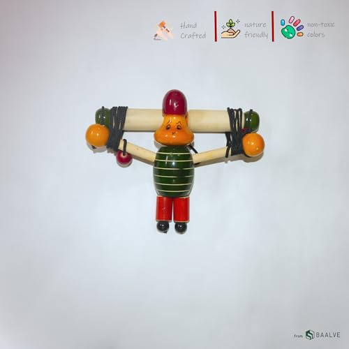 Image of Premium Wooden Hanging Monkey /Joker Toy for Kids (Age 3+) Eco-Friendly, Non-Toxic Multicolor Puppet Promotes Hand-Eye Coordination & Fine Motor Skills Skill-Building Wooden Toy.