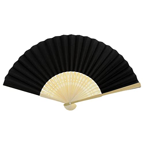 Tiuimk Abanico chino tradicional minimalista elegante papel bambú ventilador plegable mano a bricolaje pintura negro Cover