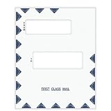 ComplyRight First Class Double Window Envelope, Tax Mailer, Offset Windows, White/Blue, Gummed-Seal, 9-1/2' x 12', Pack of 50 Tax Document Envelopes