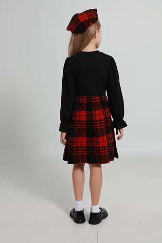 Ochine Girls Dress with Hat 2 Piece Long Sleeve Striped Holiday Party Casual Dress and Beret Hat for Fall Winter 6-12 Years4