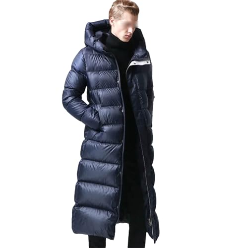 Doudoune longue en duvet d'oie pour homme - Veste d'hiver chaude et épaisse à capuche