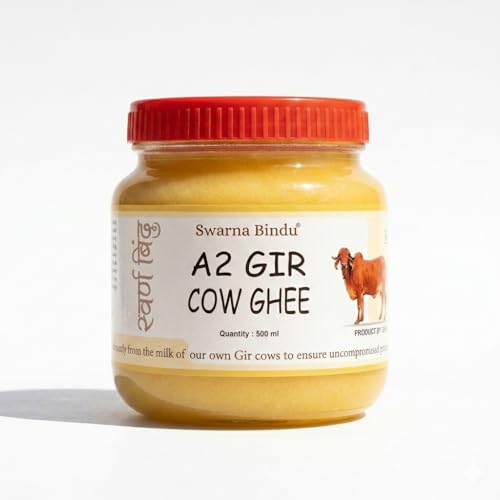 Image of Swarna Bindu A2 Gir Cow Ghee | Bilona Vedic Method | Pure Desi A2 Ghee from Gir Cows | Handmade | Lactose Free | Rich Aroma Nutrition | 500ml Pack of 1