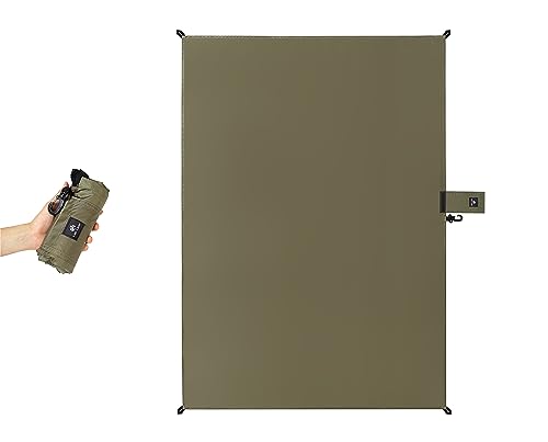 KIMICAMP 収納袋要らず グランドシート テントシート レジャーシート 軽量 コンパクト (OLIVE GREEN, M)