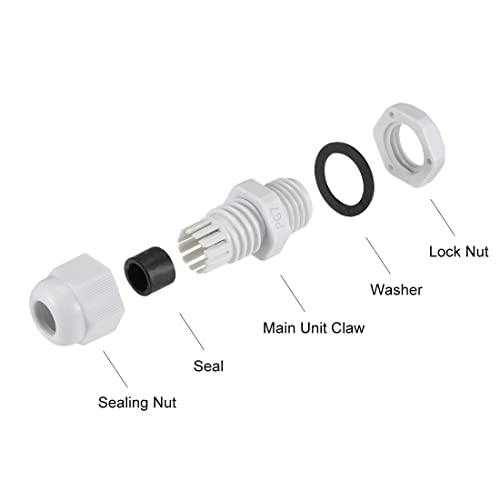 Uxcell 10Pcs Pg7 Cable Gland 2Mm-5Mm Wire Hole Waterproof Nylon Joint Adjustable Locknut With Washer White #TOP2
