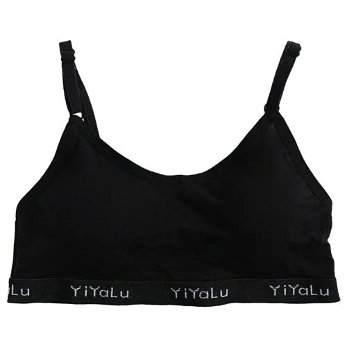 Adolescenti Bambini Sport Reggiseno Ragazze Biancheria Intima Cotone Morbido Traspirante Casual, Nero , Taglia unica