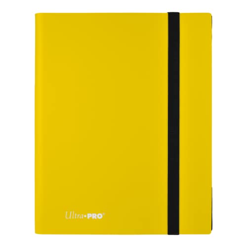 Ultra PRO 9 Pocket Lemon Yellow Pro Trading Card Binder - Holds 360 Cards for Pokemon Cards, Baseball Cards, Sports Cards - Archival-Safe Card Holder with Side-Loading Pockets, Elastic Strap Closure