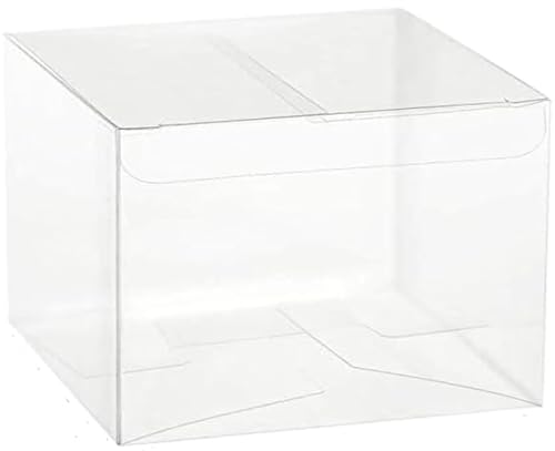 PuntoCasaStore SCATOLE BOMBONIERE Pieghevoli Trasparenti Pet PVC Confezione Regalo Contenitore portaconfetti plastica Astuccio Cono Cofanetto Baule Multiuso (20 PZ, 15x15x10 CM)