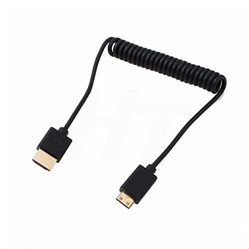 Image of Coiled Thin HDMI to HDMI 2.0 4K Cable for ZCAM E2 Sony Canon Panasonic Blackmagic Camera ATOMOS Portkeys Monitor (Coiled, Mini HDMI C Type)