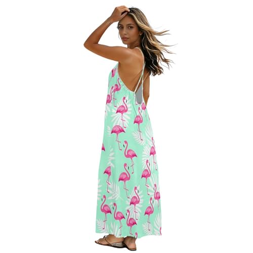 Robe caraco flamant rose dos ouvert fluide parfaite pour vos vacances