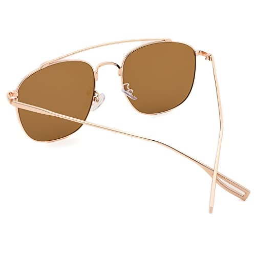 FEISEDY Oversized Round Sunglasses Women Men Trendy Vintage Square Gold Metal Sunglasses B29473