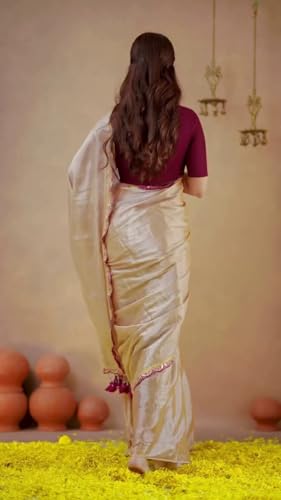 Image of Yashika Women Chanderi Silk Solid Lace Boder Saree With Unstitched Blouse Piece |saree for Women | New Sari | Saree