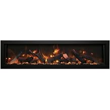 Amantii Panorama Series Extra Tall Built-in Electric Fireplace with Black Steel Surround BI-88-DEEP-XT-FI-109-Diamond, 88-Inch, Ice Media