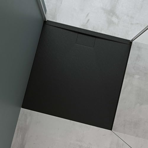 Mai & Mai Duschtasse 100x100x3 cm Duschwanne aus Mineralguss Mineralgusswanne in Anthrazit DIN-Anschlüsse Geoma07