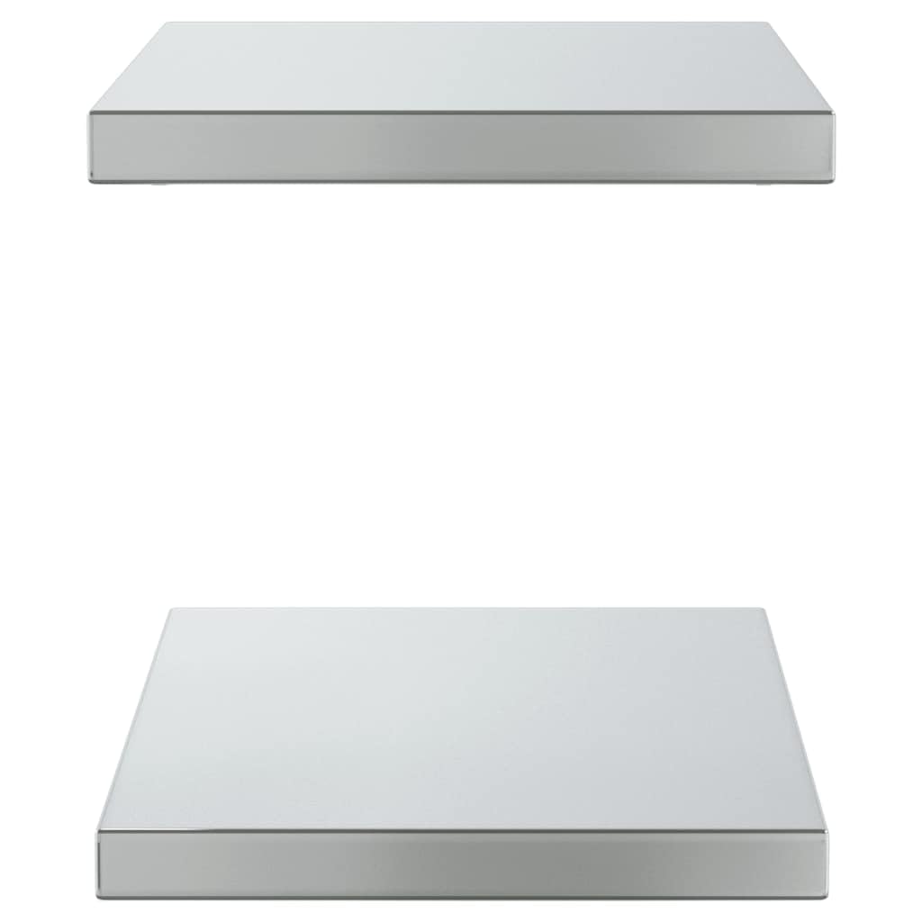 Mensole da parete, 2 pezzi, per ufficio, bagno, 50 x 30 x 3 cm, in acciaio inox, colore: argento