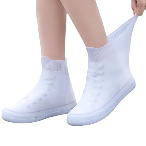 HERCHR Silicone Waterproof Shoe Covers, Reusable Overshoes Non-Slip Water Resistant Overshoes Rain Shoe Covers Foldable Rain Boot for Women Men(M (34-36?)