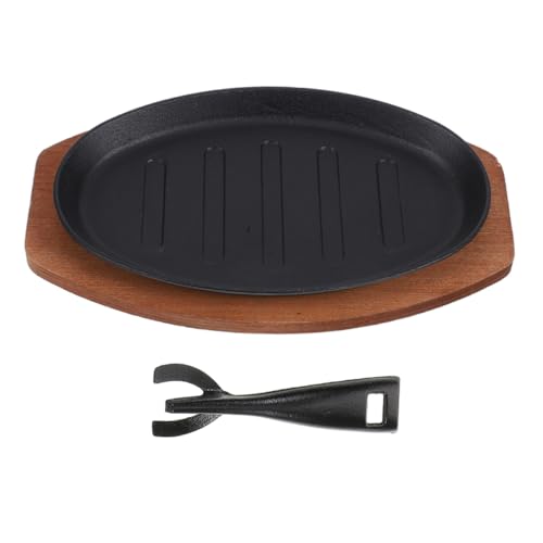 VALICLUD Cast Iron Baking Pan for Steak Seafood Vegetables Multi-purpose Griddle for Household Grill Cast Iron Serving Plate for Indoor Cooking