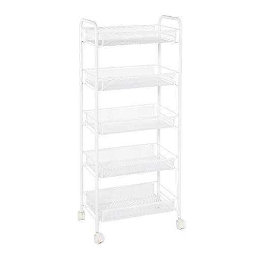 Zerone - Carrito multifunción de metal, carro de servicio, estantería de almacenamiento de metal con ruedas, apto para cocina/baño/oficina