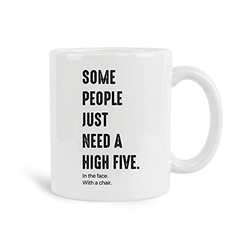 Some People Just Need A High-Five Mug, 11 oz Ceramic White Coffee Mugs, Funny Novelty Coffee Mug, Novelty Gifts With Sarcastic Hilarious Sayings, New Year Gifts