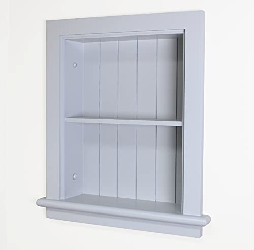 Image of 14x18 Aiden Recessed Wall Niche Medicine Cabinet Replacement, in The Wall Bathroom Cabinet Insert Shelf /Shelves, Made in North America, Real Wood, NO MDF, Beadboard, Light Gray