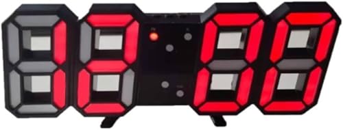 デジタル時計 目覚まし時計 時計 壁掛け 置き時計 置時計 おしゃれ 多機能 明るさ調整 スヌーズ アラーム クロック (レッド,ブラック)