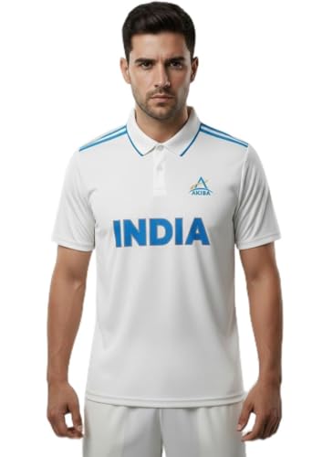 AKIBA Indian Cricket Test Team Half-Sleeve Polo T-Shirt for Men/W...