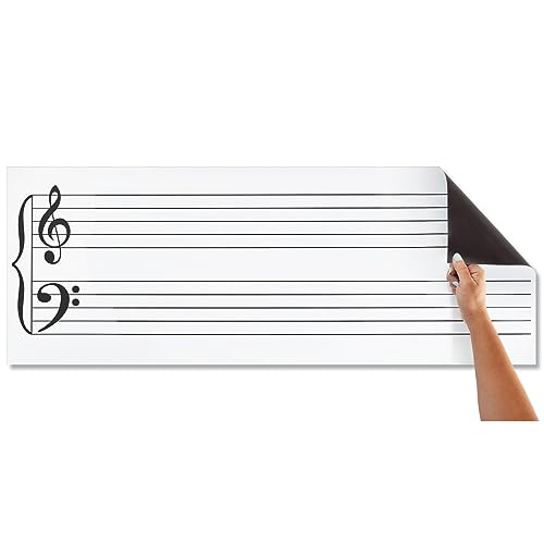 Dry Erase Music Staff Magnet Sheet for Teachers, Musicians, Students (45.5 x 17 in)