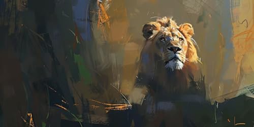 Diamond Painting Animaux Lion Mâle 30x60cm | Kit Complet Broderie Diamant 5D