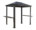 Sojag 5' x 8' Mykonos BBQ Grill Gazebo Outdoor Weather-Resistant Aluminum Frame Shelter Dark Grey