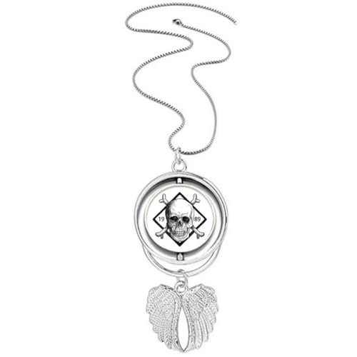 Pendentif squelette pirate 1989 sculpté aux ailes d'ange rotatives d'exception