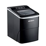 Devanti Ice Maker Machine, 2L 12KG Stainless Steel Portable Countertop Icemaker Cube Makers Commercial Home Office Kitchen Appliances, Electric Fast Freeze with Scoop and Removable Basket Black
