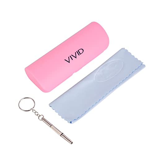 Image of VIVID Vision Unisex Adult Eyewear Specs Case Cover | Screw Driver | Free Cloth | Protect Eye Glasses | Plastic | Spectacles | Cases | AP-394 | 3 IN 1 | Pink