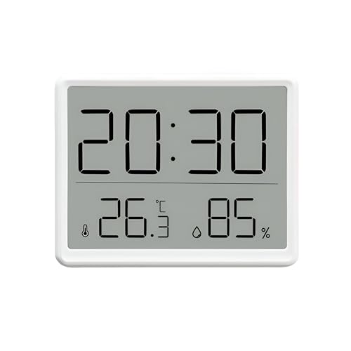 Image of DeWire Digital Temperature & Humidity Monitor with Clock - Large Display Alarm Clock with Date, F /C Switch, 3 Mounting Options for Bedroom, Home,Kid Room & Office