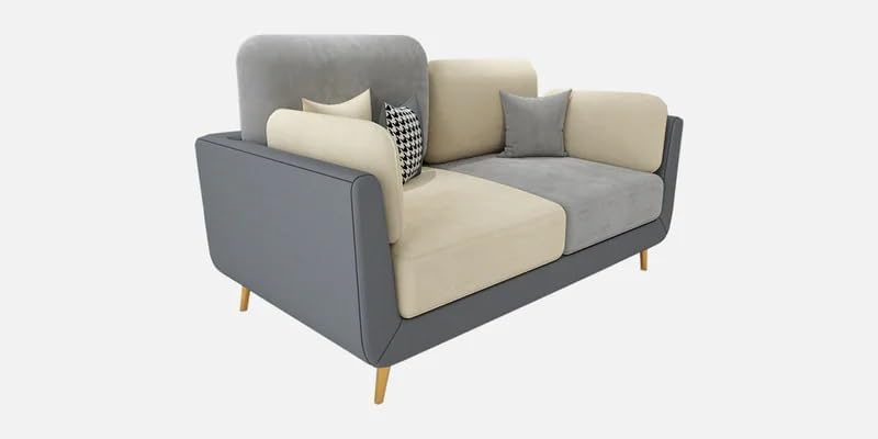 Image of Polyester Velvet Contemperory Sofa Set with Cushion Chaise Lounge, Sectional Sofa Perfect for Your Living Room,Guests Room & Office. (Grey & Beige, 2 Seater)